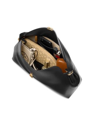 T-Lock Smooth Leather Convertible Top Handle Bag in Black