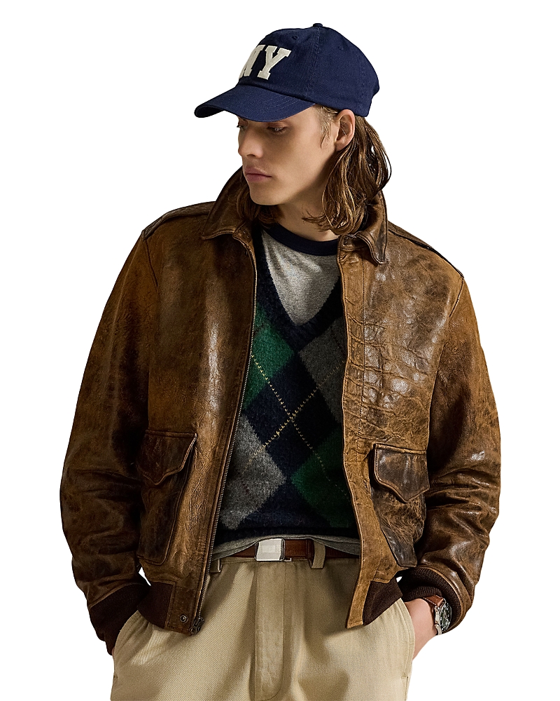 Polo Ralph Lauren Giacca In Pelle Marrone Uomo In Brown