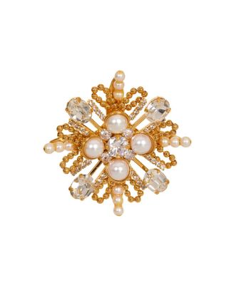 Brandebourg Bead and Crystal Brooch