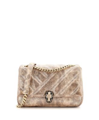 Pre-Owned Bvlgari - Small Serpenti Cabochon Shoulder Bag Diagonal Quilted Metallic Karung