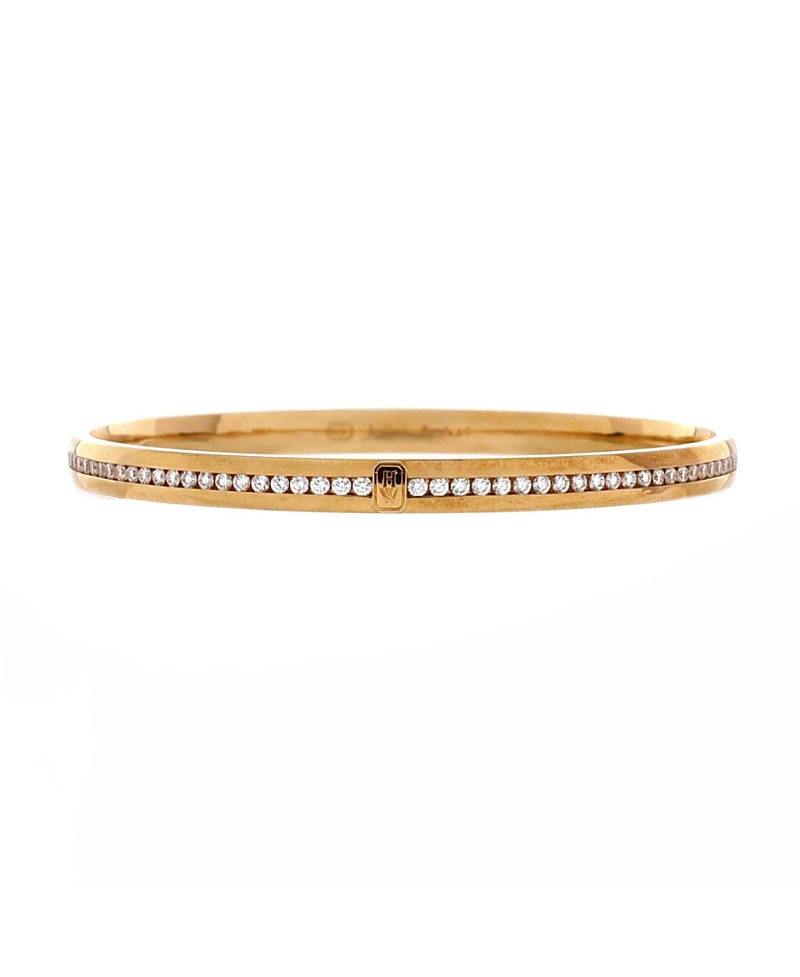 Pre-owned Pre-owned Harry Winston Harry Winston Hw Logo Bangle Bracelet 18k Gold And Diamonds