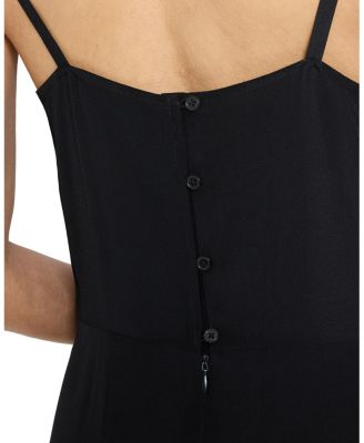 Davin Sleeveless Asymmetric Fit and Flare Silk Midi Dress