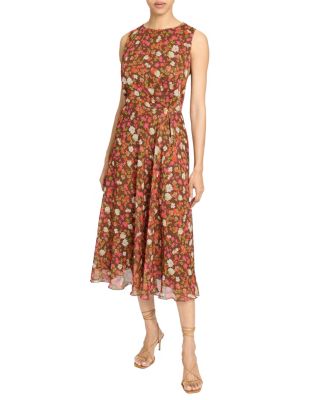 Carma Sleeveless Midi Dress in Floral Crinkle Georgette