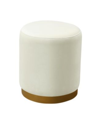  Opal Velvet Ottoman with Gold Base in Cream