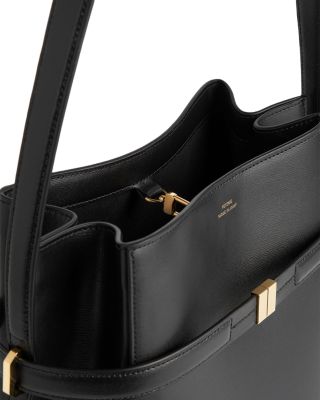 Belted Smooth Leather Bucket Bag