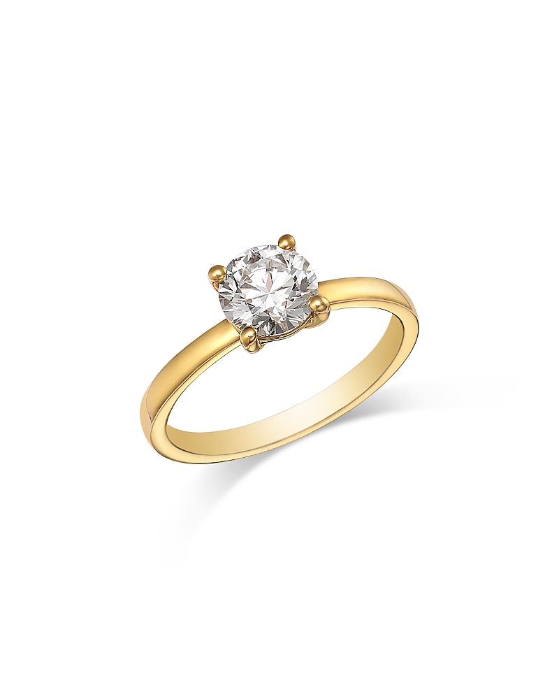 Bloomingdale's Fine Collection Certified Lab Grown Diamond Round Cut Engagement Ring in 18K Yellow Gold, 1.0 tcw