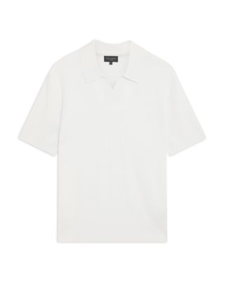 Aindrea Textured Rib Open Neck Knitted Polo Shirt