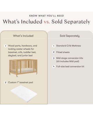 Rolli 9 in 1 Convertible All Stages&reg; Crib with Bassinet & Toddler Bed Conversion Kits