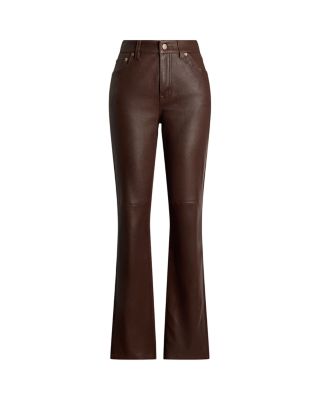 High Rise Lambskin Straight Ankle Pant