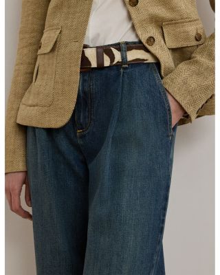 High Rise Pleated Wide Leg Jean