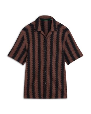 Monier Textured Stripe Relaxed Crochet Shirt