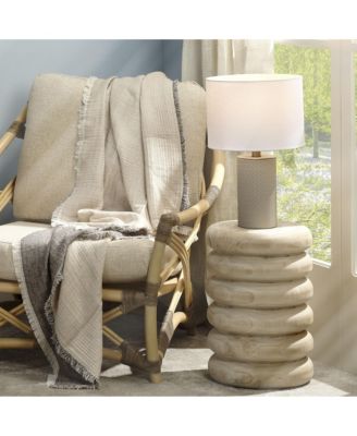 Roman Leather Table Lamp with Linen Shade