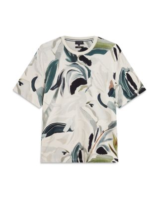 Almoi Abstract Floral Print Pure Cotton Tee