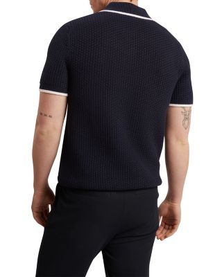Sachair Textured Knit Open Neck Polo