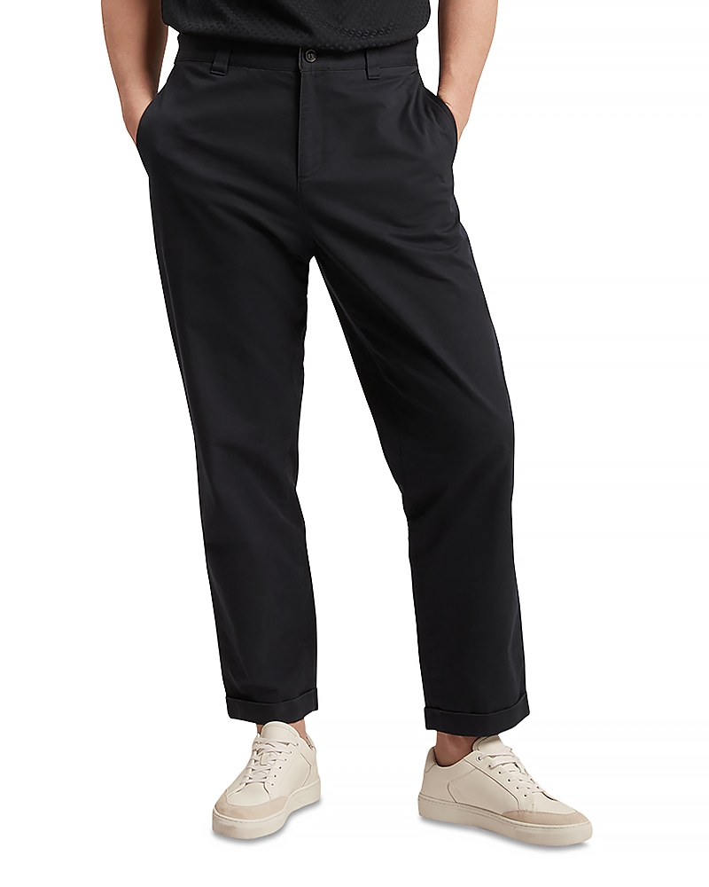 Ted Baker Danite Smart Tapered Leg Cotton Stretch Pants In Blue