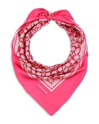 COACH - Textured Signature C Print Silk Square Scarf