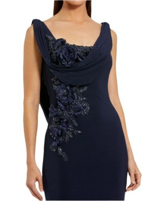  Sleeveless Jersey Cowl Neck Gown With Beading