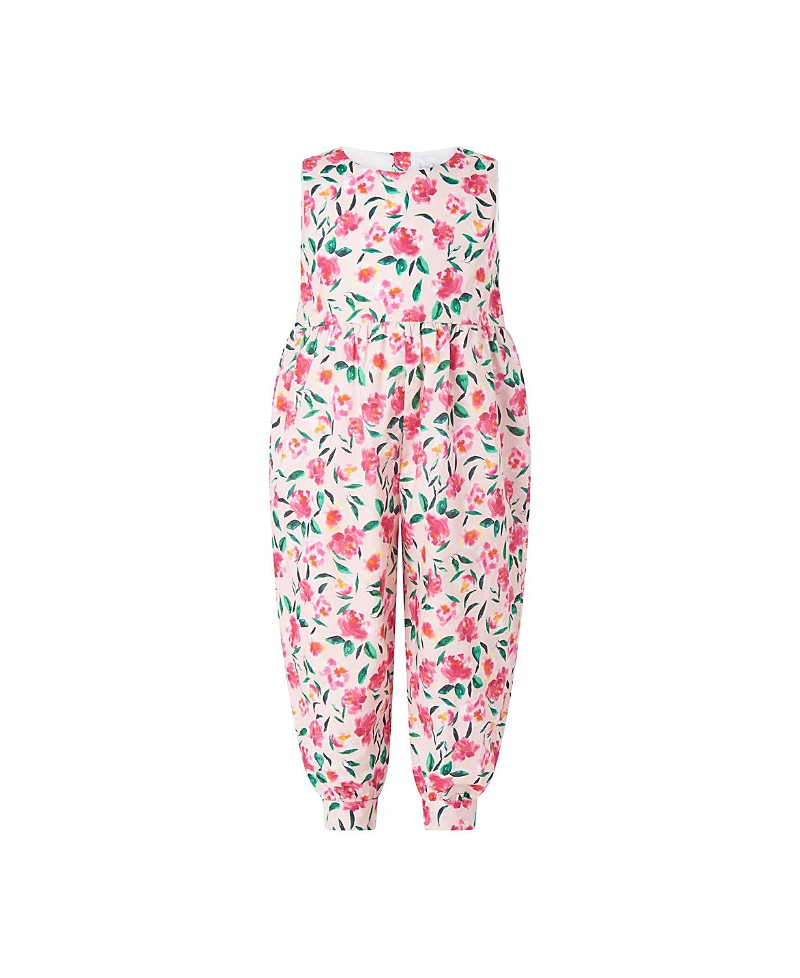 Rachel Riley Girl's Posy Floral Sleeveless Jumpsuit In Pink