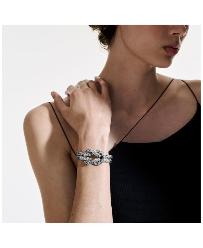 Sterling Silver Classic Chain Love Knot Woven Link Bracelet