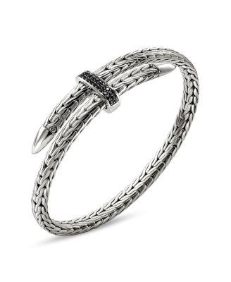 Sterling Silver Spear Black Sapphire Flex Bracelet