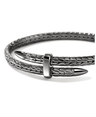 Black Rhodium Plated Sterling Silver Spear Flex Bracelet 