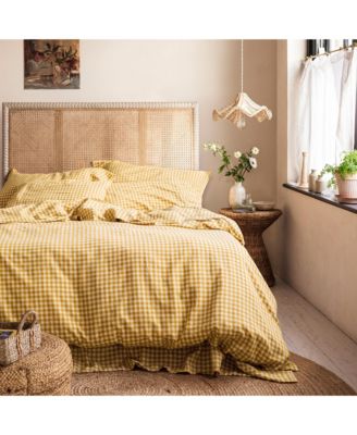 Gingham Linen Blend Duvet Cover, Twin