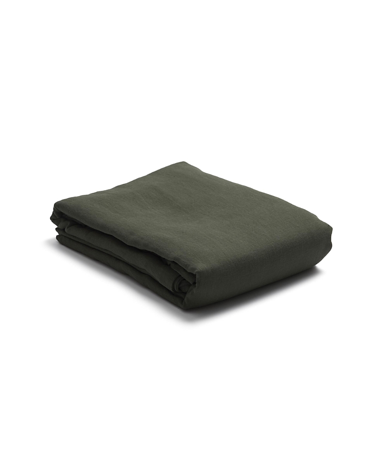 Piglet In Bed Plain Linen Duvet Cover, Queen In Green