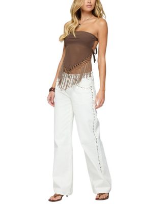 Backless Sheer Mesh Strapless Top