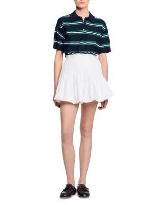 Pleated Bubble Hem Mini Skirt
