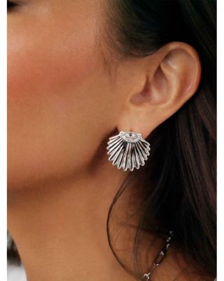 Santorini Cubic Zirconia Shell Statement Stud Earrings