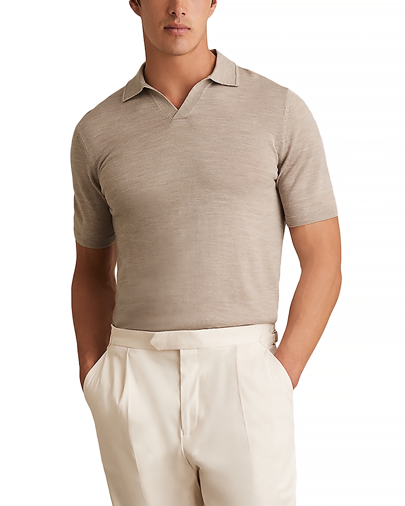 Reiss Duchie Short Sleeve Merino Wool Polo Sweater In Neutral