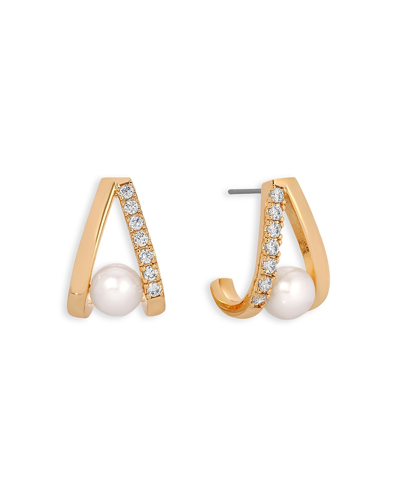 Ettika Pave And Mother Of Pearl Drop Earrings In Gold