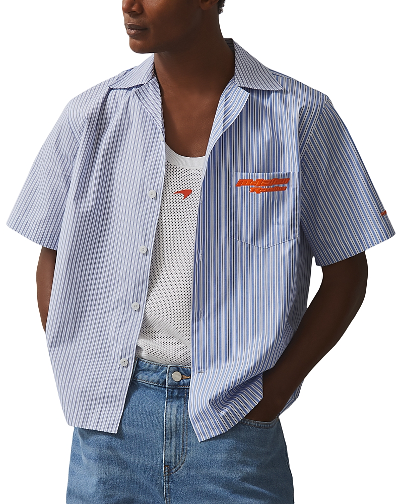 Reiss Short Sleeve Poplin Camp Shirt In Blue