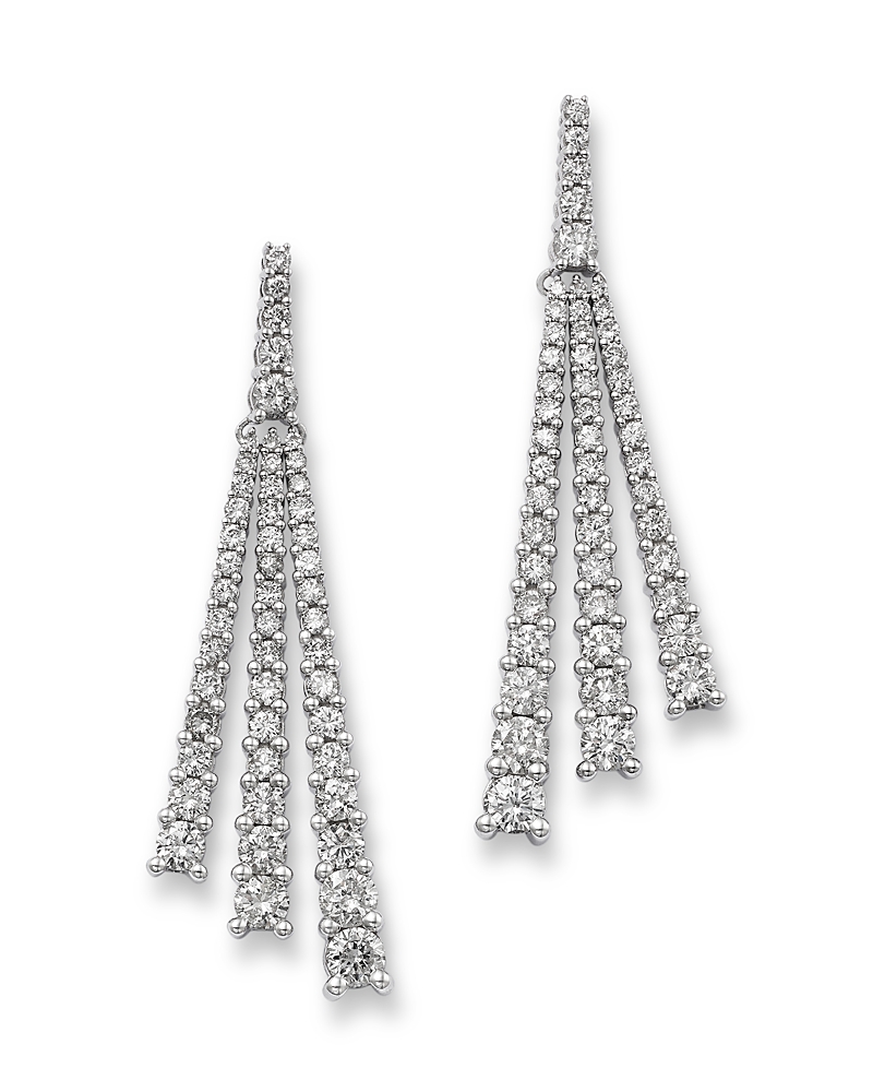 Bloomingdale's Fine Collection Diamond Triple Row Drop Earrings in 14K White Gold, 2.50 tcw