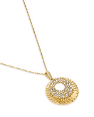 Diamond Sunray Texture Circle Pendant Necklace in 14K Yellow Gold, 0.50 tcw