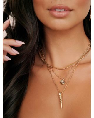 Saint Tropez Cubic Zirconia Shell Layered Pendant Necklace, 17"