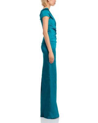 Off-the-Shoulder Ruched Satin Gown