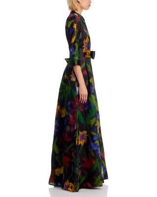 Floral Print Organza Gown 