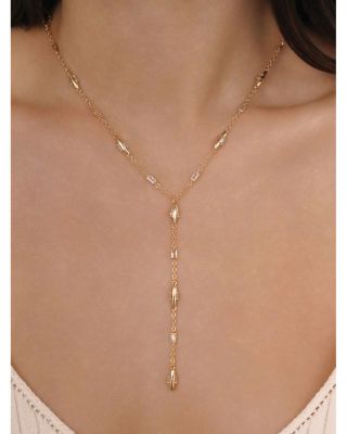 Baguette Crystal Oval Dome Lariat Necklace, 14.5"-19.5"