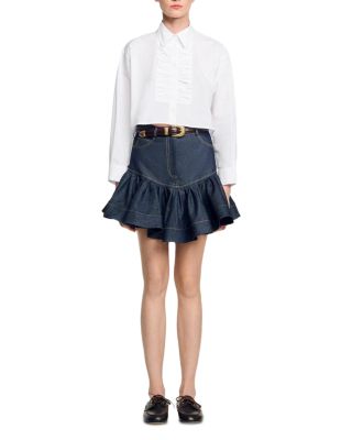 Cropped Bow Trim Shirt