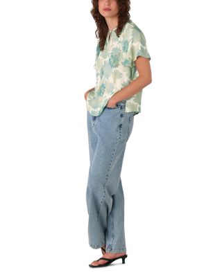 Floral Print Tie Neck Top