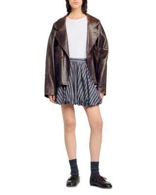 Striped Rhinestone Bubble Hem Skirt