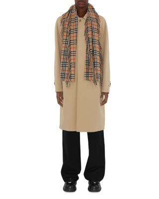 Check Cashmere Fringed Scarf