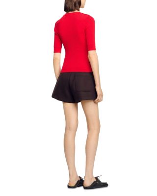 Short Sleeve Rib Knit Sweater