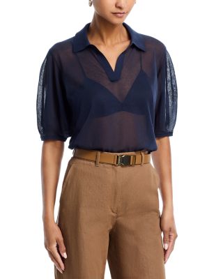 Theory - Blouson Polo in Sheer Crepe