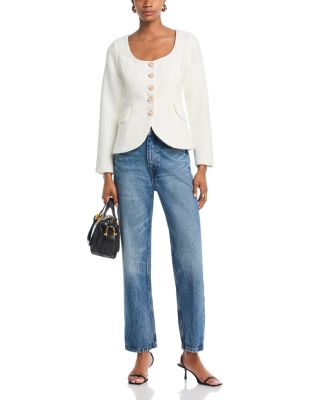 Scoop Neck Tweed Jacket