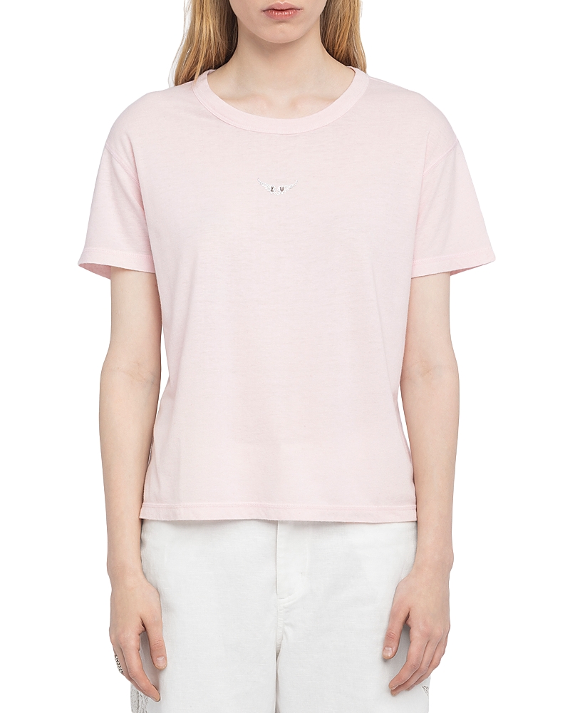 Zadig & Voltaire Marta Diamante Wings T-shirt In Pink