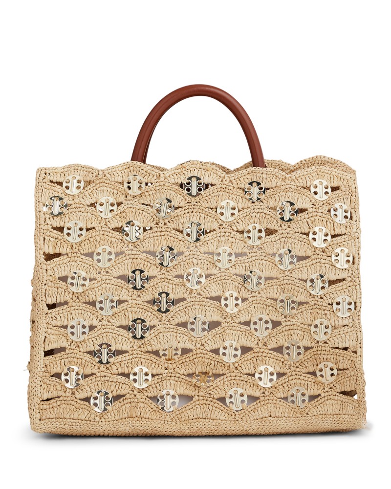 Rabanne Raffia Tote Bag in Natural