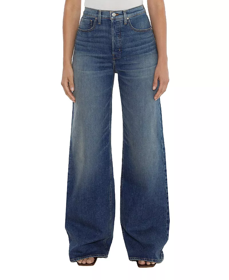 Rudes Denim High Rise Phoenix Wide Leg Jeans in Denim Wash