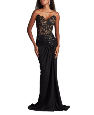 Dresden Draped Sequin Embroidered Gown